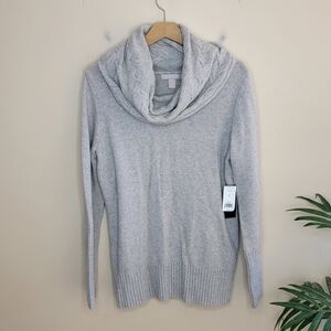 NWT Banana Republic | Light Gray Italian Yarn Sweater with Cable Knit Cowl Neck